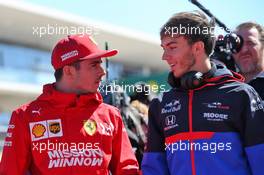 (L to R): Charles Leclerc (MON) Ferrari with Pierre Gasly (FRA) Scuderia Toro Rosso on the drivers parade. 03.11.2019. Formula 1 World Championship, Rd 19, United States Grand Prix, Austin, Texas, USA, Race Day.