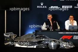 (L to R): Ross Brawn (GBR) Managing Director, Motor Sports and Nicholas Tombazis (GRE) FIA Head of Single-Seater Technical Matters at a 2021 Regulations Press Conference. 31.10.2019. Formula 1 World Championship, Rd 19, United States Grand Prix, Austin, Texas, USA, Preparation Day.