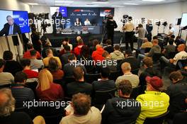 (L to R): Jean Todt (FRA) FIA President; Rick Breukers (NLD); and Nicholas Tombazis (GRE) FIA Head of Single-Seater Technical Matters, at a 2021 Regulations Press Conference. 31.10.2019. Formula 1 World Championship, Rd 19, United States Grand Prix, Austin, Texas, USA, Preparation Day.