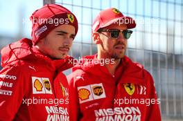 (L to R): Charles Leclerc (MON) Ferrari with team mate Sebastian Vettel (GER) Ferrari. 31.10.2019. Formula 1 World Championship, Rd 19, United States Grand Prix, Austin, Texas, USA, Preparation Day.