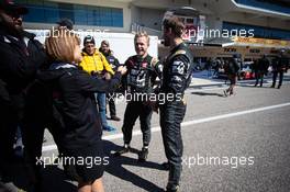 (L to R): Kevin Magnussen (DEN) Haas F1 Team and Romain Grosjean (FRA) Haas F1 Team - Haas NASCAR. 31.10.2019. Formula 1 World Championship, Rd 19, United States Grand Prix, Austin, Texas, USA, Preparation Day.