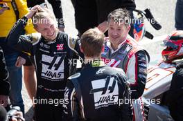 (L to R): Kevin Magnussen (DEN) Haas F1 Team; Romain Grosjean (FRA) Haas F1 Team; and Tony Stewart (USA) - Haas NASCAR. 31.10.2019. Formula 1 World Championship, Rd 19, United States Grand Prix, Austin, Texas, USA, Preparation Day.
