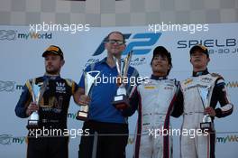 Race 1, 1st place Nobuharu Matsushita (JAP) Carlin, 2nd place Luca Ghiotto (ITA) UNI-Virtuosi Racing and 3rd place Nyck De Vries (NLD) ART Grand Prix 29.06.2019. FIA Formula 2 Championship, Rd 6, Spielberg, Austria, Saturday.