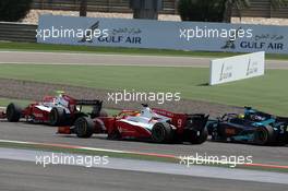 Race 1, Sean Gelael (INA) PREMA Racing, Mick Schumacher (GER) PREMA Racing and Sergio Sette Camara (BRA) DAMS 30.03.2019. FIA Formula 2 Championship, Rd 1, Sakhir, Bahrain, Saturday.