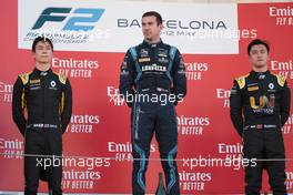 Race 1, 1st place Nicolas Latifi (CAN) DAMS, 2nd place Jack Aitken (GBR) Campos Racing and 3rd place Guanyu Zhou (CHI) UNI-Virtuosi Racing 11.05.2019. FIA Formula 2 Championship, Rd 3, Barcelona, Spain, Saturday.
