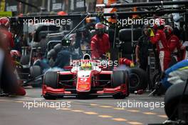 Race 1, Pit stop, Mick Schumacher (GER) PREMA Racing 24.05.2019. FIA Formula 2 Championship, Rd 4, Monte Carlo, Monaco, Friday.