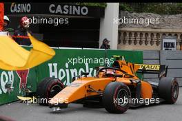 Race 1, Crash, Jack Aitken (GBR) Campos Racing 24.05.2019. FIA Formula 2 Championship, Rd 4, Monte Carlo, Monaco, Friday.