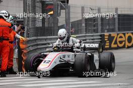 Race 1, Juan Manuel Correa (USA) Sauber Junior Team by Charouz retires from the race 24.05.2019. FIA Formula 2 Championship, Rd 4, Monte Carlo, Monaco, Friday.