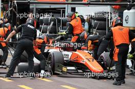 Race 1, Pit stop, Mahaveer Raghunathan (IND) MP Motorsport 24.05.2019. FIA Formula 2 Championship, Rd 4, Monte Carlo, Monaco, Friday.