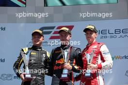 Race 1, 1st place Juri Vips (EST) Hitech Grand Prix, 2nd place Max Fewtrell (GBR) ART Grand Prix and 3rd place Marcus Armstrong (NZ) Prema Racing 29.06.2019. FIA Formula 3 Championship, Rd 3, Spielberg, Austria, Saturday.