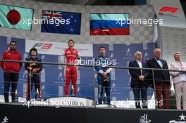 Race 2, The podium (L to R): Yuki Tsunoda (JAP) Jenzer Motorsport, second; Marcus Armstrong (NZ) Prema Racing, race winner; Robert Shwartzman (RUS) Prema Racing, third. 01.09.2019. Formula 3 Championship, Rd 6, Spa-Francorchamps, Belgium, Sunday.
