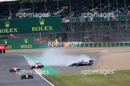 Race 2, Crash, Jehan Daruvala (IND) Prema Racing and Pedro Piquet (BRA) Trident 14.07.2019. FIA Formula 3 Championship, Rd 4, Silverstone, England, Sunday.