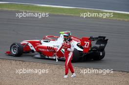 Race 2, Jehan Daruvala (IND) Prema Racing retires from the race 14.07.2019. FIA Formula 3 Championship, Rd 4, Silverstone, England, Sunday.