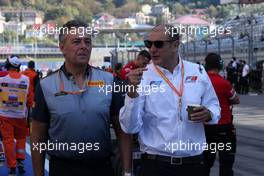 29.09.2019 - Race 2, Mario Isola (ITA), Pirelli Racing Manager and Bruno Michel, CEO FIA F2 series 29.09.2019. FIA Formula 3 Championship, Rd 8, Sochi, Russia, Sunday.