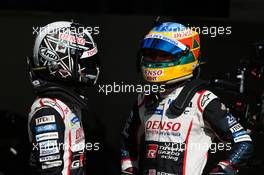 (L to R): Kamui Kobayashi (JPN) Toyota Gazoo Racing and Mike Conway (GBR) Toyota Gazoo Racing. 02.06.2019. FIA World Endurance Championship, Le Mans Test, Le Mans, France, Sunday.