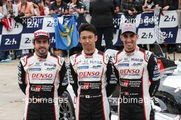(L to R): Fernando Alonso (ESP); Kazuki Nakajima (JPN); Sebastien Buemi (SUI) #08 Toyota Gazoo Racing Toyota TS050 Hybrid. 09-11.06.2019. FIA World Endurance Championship, Le Mans 24 Hours, Preview, Le Mans, France.