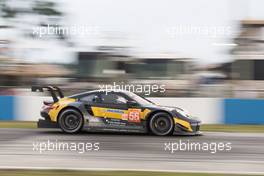 Jorg Bergmeister (GER) / Patrick Lindsey (USA) / Egidio Perfetti (NOR) #56 Team Project 1, Porsche 911 RSR. 15.03.2019. FIA World Endurance Championship, Round 6, Sebring, USA, Friday.