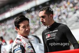 (L to R): Kamui Kobayashi (JPN) with Sebastien Buemi (SUI) #08 Toyota Gazoo Racing, on the grid. 06.10.2019. FIA World Endurance Championship, Round 2, Six Hours of Fuji, Fuji, Japan, Sunday.