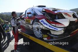 Kris Meeke (GBR)-Sébastien MARSHALL (GBR) TOYOTA YARIS, TOYOTA GAZOO RACING WRT - after Crash 27.10.2019. FIA World Rally Championship, Rd 13, Catalunya - Costa Daurada, Rally de Espan~a Spain 2019