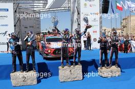 16.06.2019 - 1st place Dani Sordo (ESP)-Carlos Del Barrio (ESP),Hyundai i20 WRC, HYUNDAI SHELL MOBIS WRT, 2nd place Teemu SUNINEN (FIN) - Marko SALMINEN (FIN) FORD FIESTA WRC , M-SPORT FORD WORLD RALLY TEAM and 3rd place Andreas Mikkelsen (NOR)-Anders Jaeger(NOR) HYUNDAI i20 WRC RC1, HYUNDAI SHELL MOBIS WRT 13-16.06.2019. FIA World Rally Championship, Rd 8, Rally Italy Sardinia