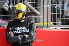 Esteban Ocon (FRA) Renault F1 Team on the grid. 09.08.2020. Formula 1 World Championship, Rd 5, 70th Anniversary Grand Prix, Silverstone, England, Race Day.