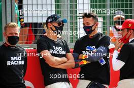 (L to R): Kevin Magnussen (DEN) Haas F1 Team; George Russell (GBR) Williams Racing; Alexander Albon (THA) Red Bull Racing; and Charles Leclerc (MON) Ferrari on the grid. 09.08.2020. Formula 1 World Championship, Rd 5, 70th Anniversary Grand Prix, Silverstone, England, Race Day.