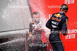 Race winner Max Verstappen (NLD) Red Bull Racing celebrates on the podium.                                09.08.2020. Formula 1 World Championship, Rd 5, 70th Anniversary Grand Prix, Silverstone, England, Race Day.