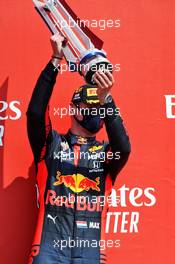 Race winner Max Verstappen (NLD) Red Bull Racing celebrates on the podium. 09.08.2020. Formula 1 World Championship, Rd 5, 70th Anniversary Grand Prix, Silverstone, England, Race Day.