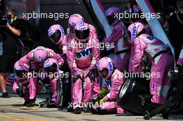 Racing Point F1 Team makes a pit stop. 09.08.2020. Formula 1 World Championship, Rd 5, 70th Anniversary Grand Prix, Silverstone, England, Race Day.
