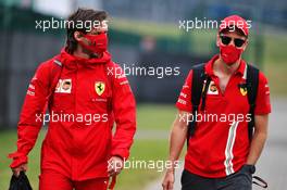 Sebastian Vettel (GER) Ferrari with Antti Kontsas (FIN) Personal Trainer. 09.08.2020. Formula 1 World Championship, Rd 5, 70th Anniversary Grand Prix, Silverstone, England, Race Day.