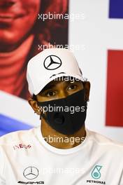 Lewis Hamilton (GBR) Mercedes AMG F1 in the FIA Press Conference. 06.08.2020. Formula 1 World Championship, Rd 5, 70th Anniversary Grand Prix, Silverstone, England, Preparation Day.