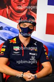 Max Verstappen (NLD) Red Bull Racing in the FIA Press Conference. 06.08.2020. Formula 1 World Championship, Rd 5, 70th Anniversary Grand Prix, Silverstone, England, Preparation Day.