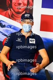 Daniil Kvyat (RUS) AlphaTauri in the FIA Press Conference. 06.08.2020. Formula 1 World Championship, Rd 5, 70th Anniversary Grand Prix, Silverstone, England, Preparation Day.