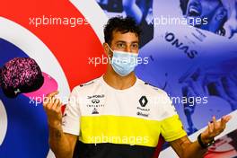 Daniel Ricciardo (AUS) Renault F1 Team in the FIA Press Conference. 06.08.2020. Formula 1 World Championship, Rd 5, 70th Anniversary Grand Prix, Silverstone, England, Preparation Day.