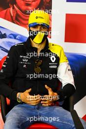 Esteban Ocon (FRA) Renault F1 Team in the FIA Press Conference. 06.08.2020. Formula 1 World Championship, Rd 5, 70th Anniversary Grand Prix, Silverstone, England, Preparation Day.
