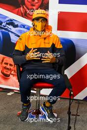 Carlos Sainz Jr (ESP) McLaren in the FIA Press Conference. 06.08.2020. Formula 1 World Championship, Rd 5, 70th Anniversary Grand Prix, Silverstone, England, Preparation Day.
