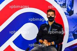 George Russell (GBR) Williams Racing in the FIA Press Conference. 06.08.2020. Formula 1 World Championship, Rd 5, 70th Anniversary Grand Prix, Silverstone, England, Preparation Day.