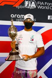 Lewis Hamilton (GBR) Mercedes AMG F1 with the Hawthorn Trophy. 06.08.2020. Formula 1 World Championship, Rd 5, 70th Anniversary Grand Prix, Silverstone, England, Preparation Day.