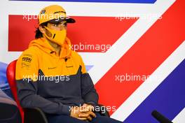 Carlos Sainz Jr (ESP) McLaren in the FIA Press Conference. 06.08.2020. Formula 1 World Championship, Rd 5, 70th Anniversary Grand Prix, Silverstone, England, Preparation Day.