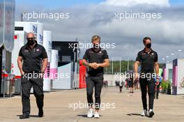 Kevin Magnussen (DEN) Haas F1 Team and team mate Romain Grosjean (FRA) Haas F1 Team. 06.08.2020. Formula 1 World Championship, Rd 5, 70th Anniversary Grand Prix, Silverstone, England, Preparation Day.