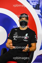 Valtteri Bottas (FIN) Mercedes AMG F1 in the FIA Press Conference. 06.08.2020. Formula 1 World Championship, Rd 5, 70th Anniversary Grand Prix, Silverstone, England, Preparation Day.