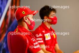 Sebastian Vettel (GER) Ferrari in the FIA Press Conference. 06.08.2020. Formula 1 World Championship, Rd 5, 70th Anniversary Grand Prix, Silverstone, England, Preparation Day.