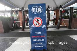 The FIA curfew sign. 13.03.2020. Formula 1 World Championship, Rd 1, Australian Grand Prix, Albert Park, Melbourne, Australia, Practice Day.