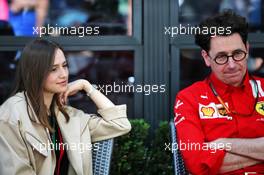 (L to R): Charlotte Sine (MON), girlfriend of Charles Leclerc (MON) Ferrari, with Mattia Binotto (ITA) Ferrari Team Principal. 12.03.2020. Formula 1 World Championship, Rd 1, Australian Grand Prix, Albert Park, Melbourne, Australia, Preparation Day.