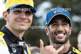 (L to R): Esteban Ocon (FRA) Renault F1 Team with Daniel Ricciardo (AUS) Renault F1 Team - livery reveal. 11.03.2020. Formula 1 World Championship, Rd 1, Australian Grand Prix, Albert Park, Melbourne, Australia, Preparation Day.