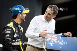 (L to R): Daniel Ricciardo (AUS) Renault F1 Team with Cyril Abiteboul (FRA) Renault Sport F1 Managing Director - livery reveal. 11.03.2020. Formula 1 World Championship, Rd 1, Australian Grand Prix, Albert Park, Melbourne, Australia, Preparation Day.