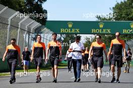Carlos Sainz Jr (ESP) McLaren walks the circuit with the team. 11.03.2020. Formula 1 World Championship, Rd 1, Australian Grand Prix, Albert Park, Melbourne, Australia, Preparation Day.