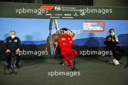 The FIA Press Conference (L to R): Franz Tost (AUT) AlphaTauri Team Principal; Mattia Binotto (ITA) Ferrari Team Principal; Cyril Abiteboul (FRA) Renault Sport F1 Managing Director. 03.07.2020. Formula 1 World Championship, Rd 1, Austrian Grand Prix, Spielberg, Austria, Practice Day.