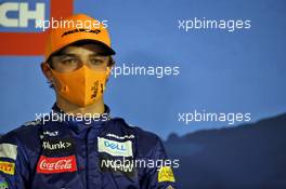 Lando Norris (GBR) McLaren in the post race FIA Press Conference. 05.07.2020. Formula 1 World Championship, Rd 1, Austrian Grand Prix, Spielberg, Austria, Race Day.