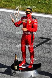 Charles Leclerc (MON) Ferrari celebrates his second position on the podium. 05.07.2020. Formula 1 World Championship, Rd 1, Austrian Grand Prix, Spielberg, Austria, Race Day.